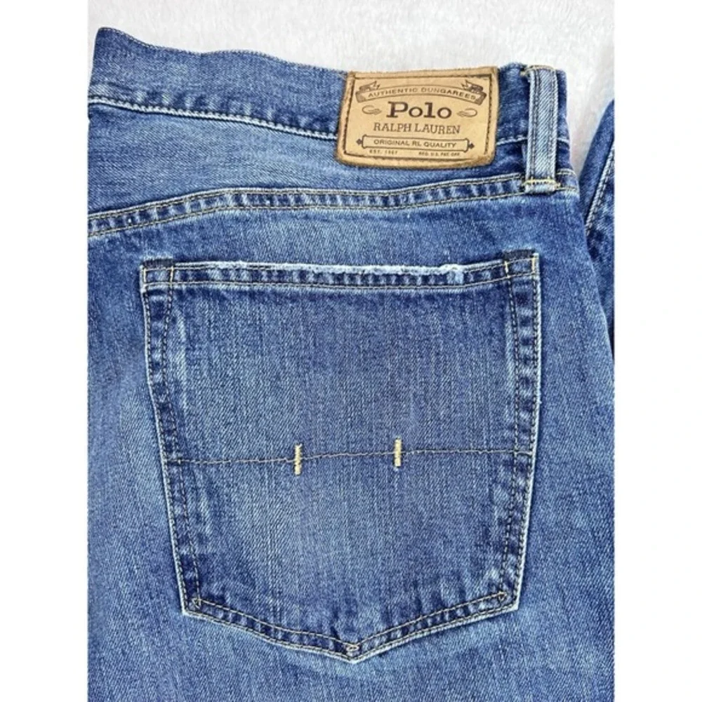 Vtg polo ralph lauren authentic dungarees blue jeans‎ 36x30 Distressed Med Wash